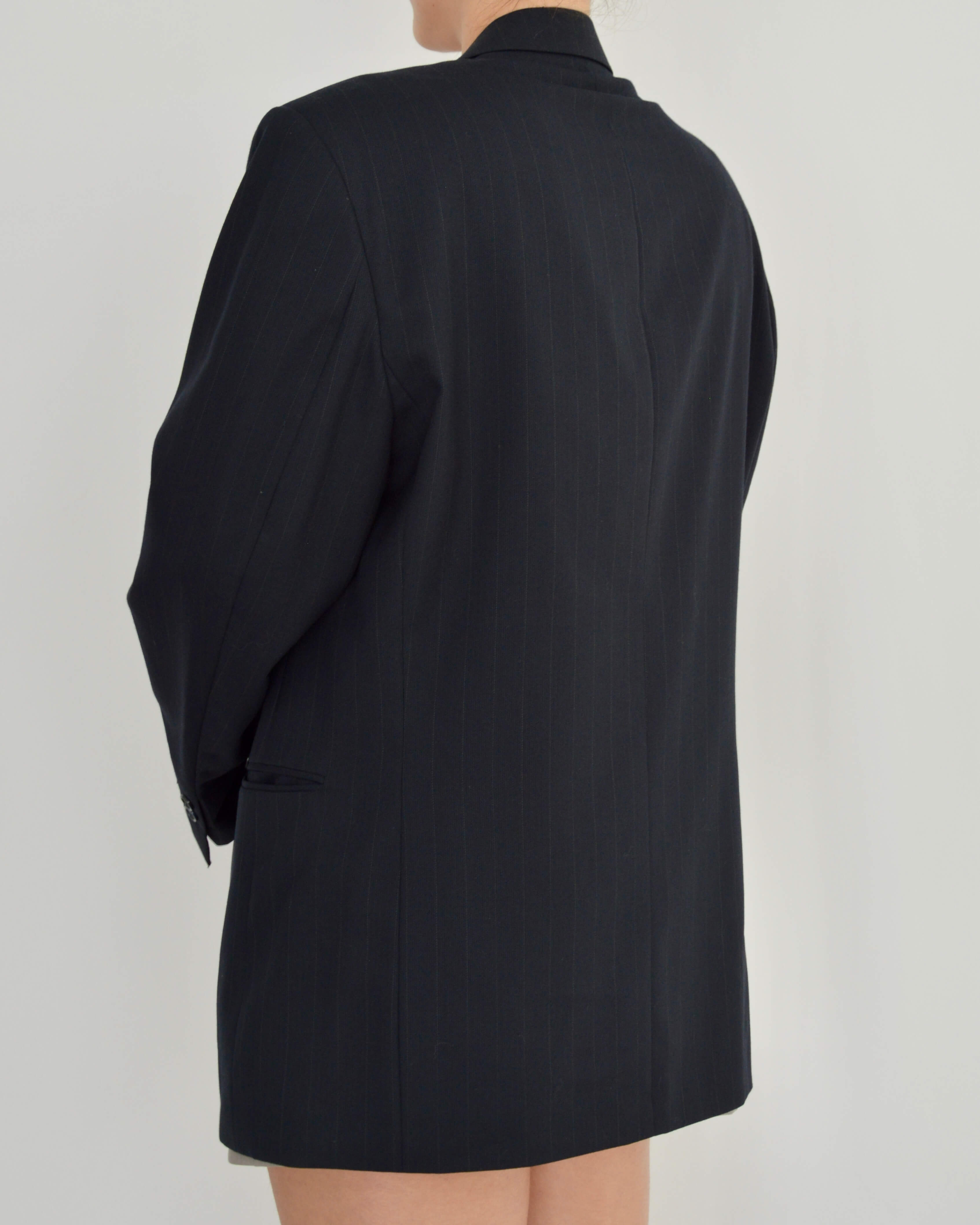 Chaqueta cruzada azul marino oscuro líneas claras (M/XL)