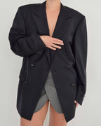 Jacket - double breasted black silver buttons (L/XXL)