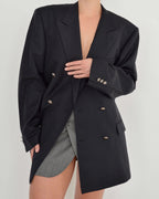 Jacket - double breasted black silver buttons (L/XXL)