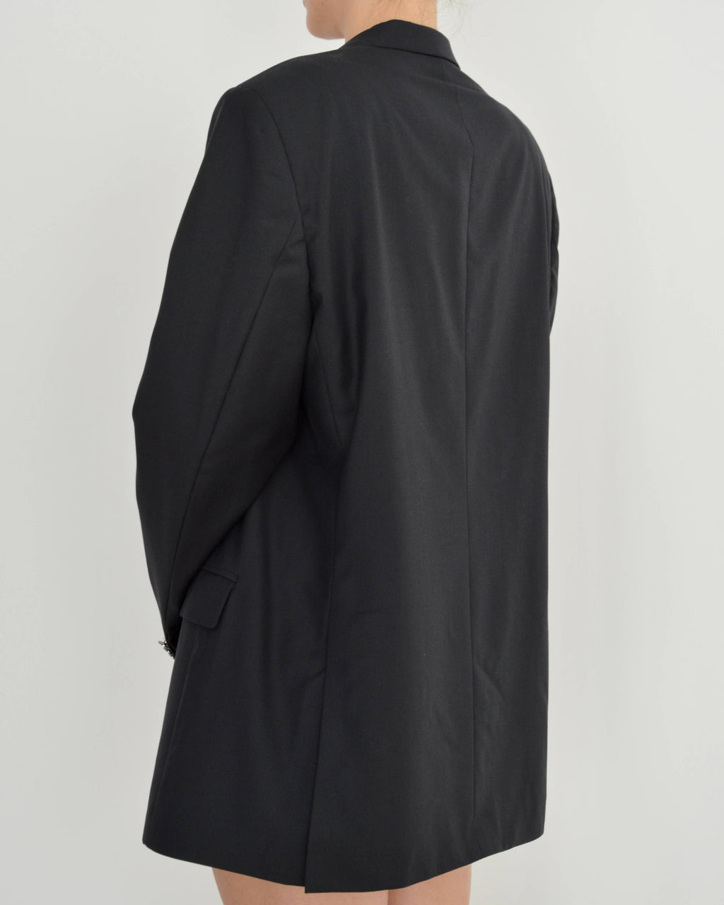 Chaqueta cruzada negra con botones plateados (L/XXL)