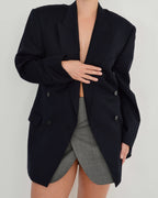 Chaqueta cruzada azul marino oscuro (M/XL)