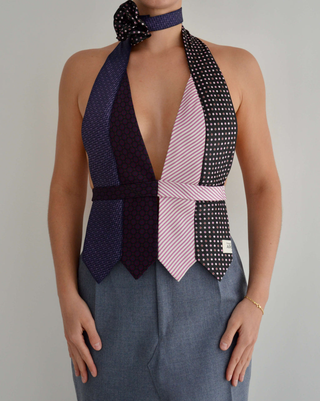 Gargantilla con lazo y flores - nº 13 (S/M)