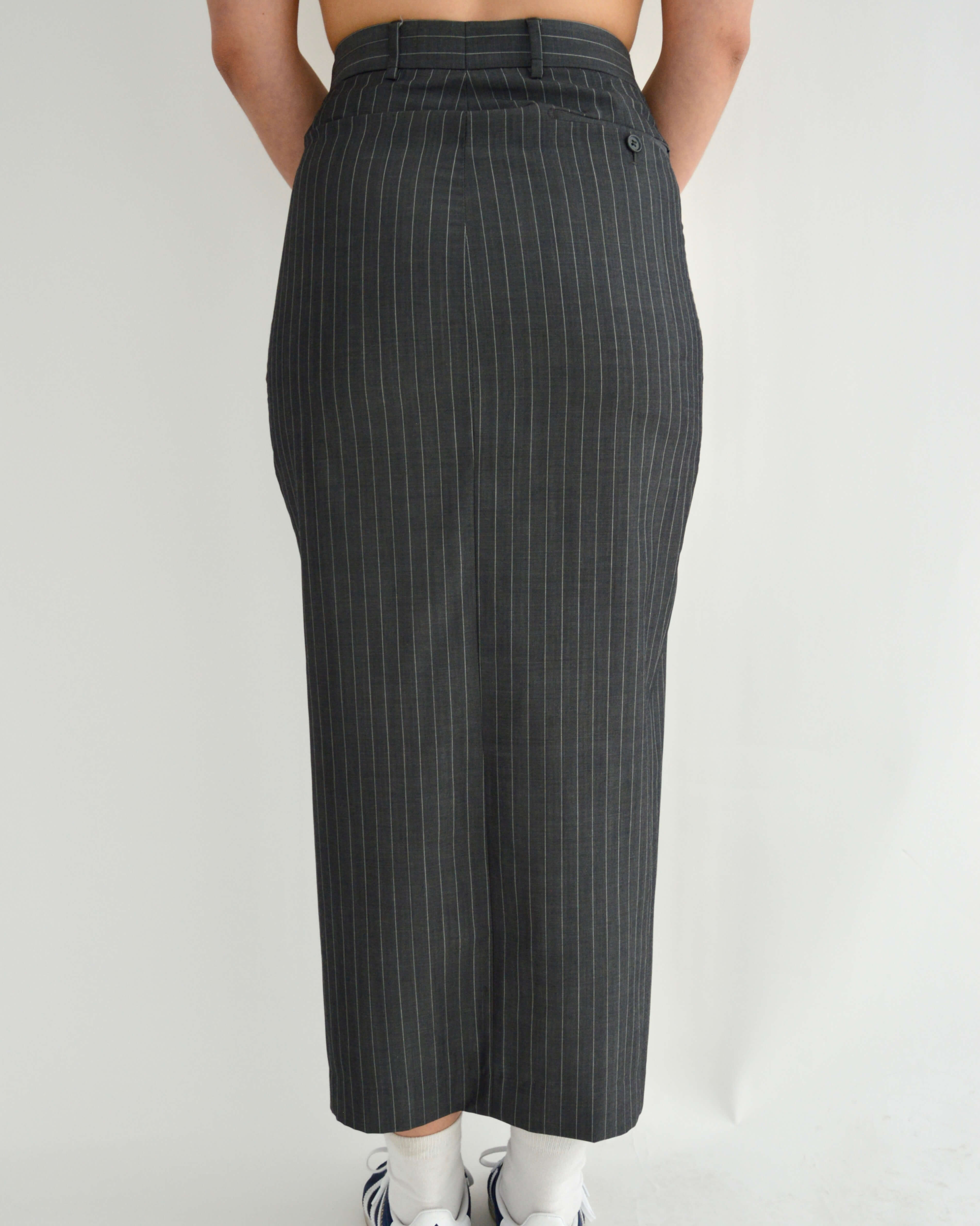 Falda larga - Gris negocios con rayas blancas (XS)