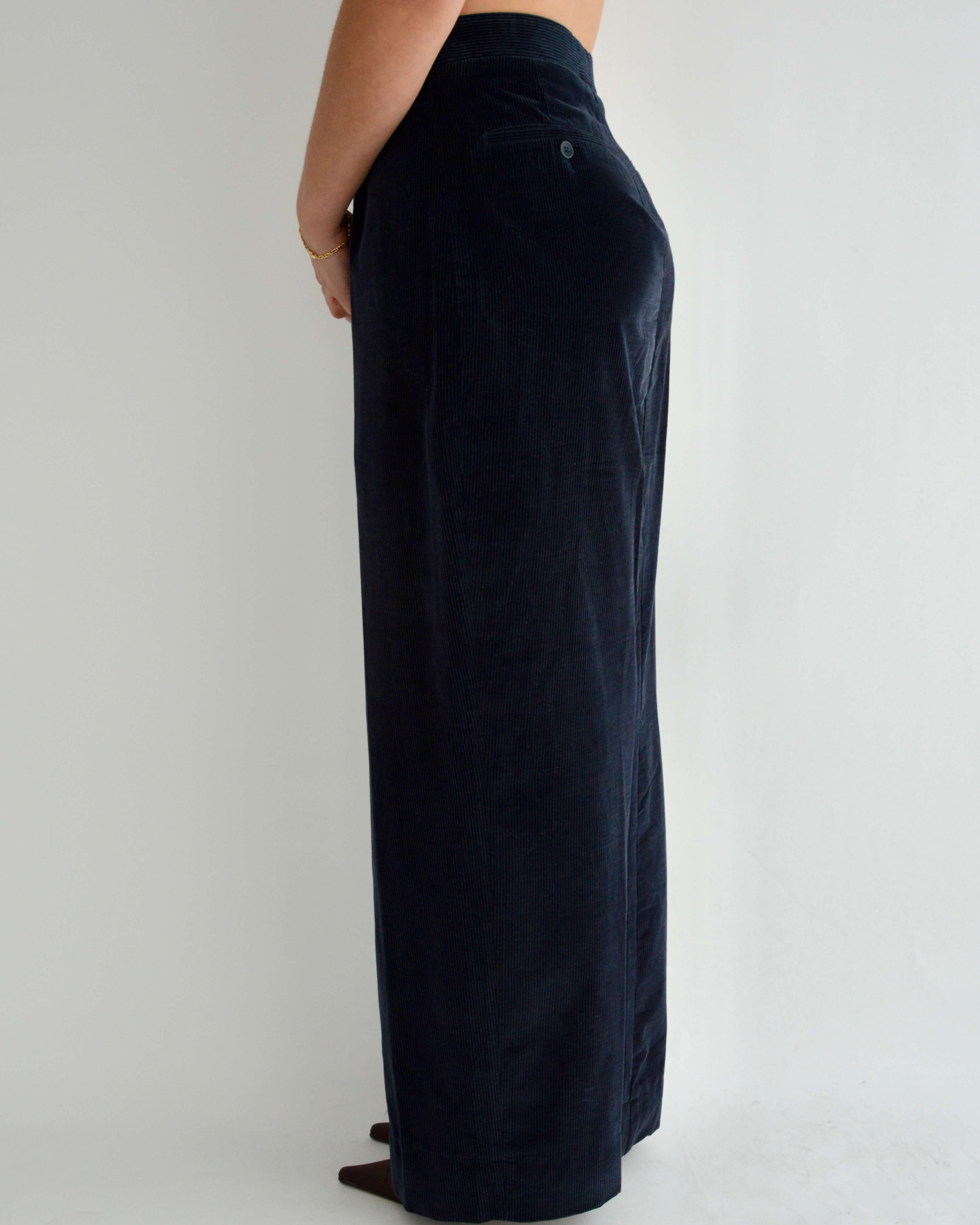 Falda larga de pana azul marino oscuro (L)