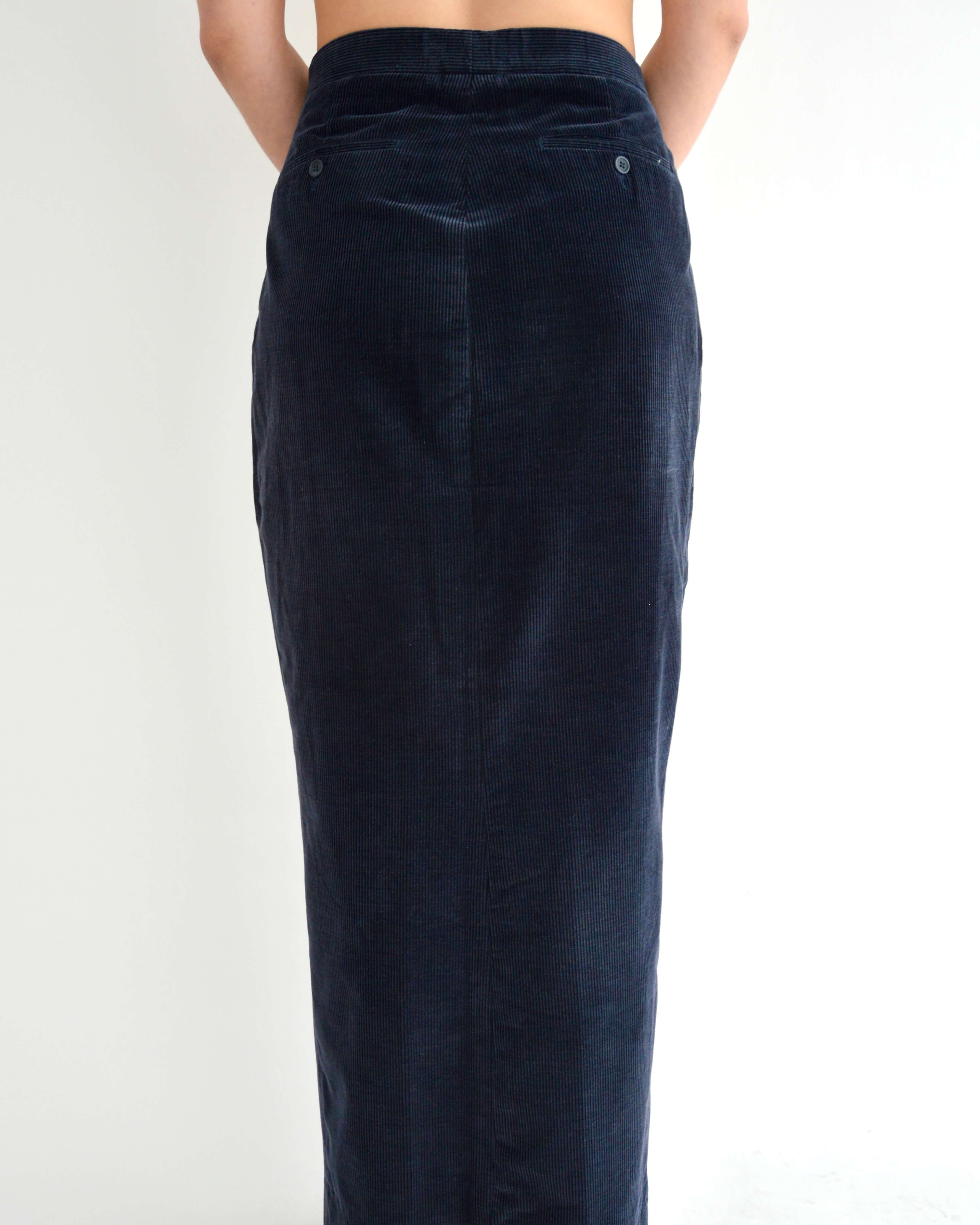 Falda larga de pana azul marino oscuro (L)