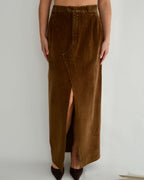 Vegan Long Skirt - Corduroy Brown (M)