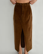 Vegan Long Skirt - Corduroy Brown (M)
