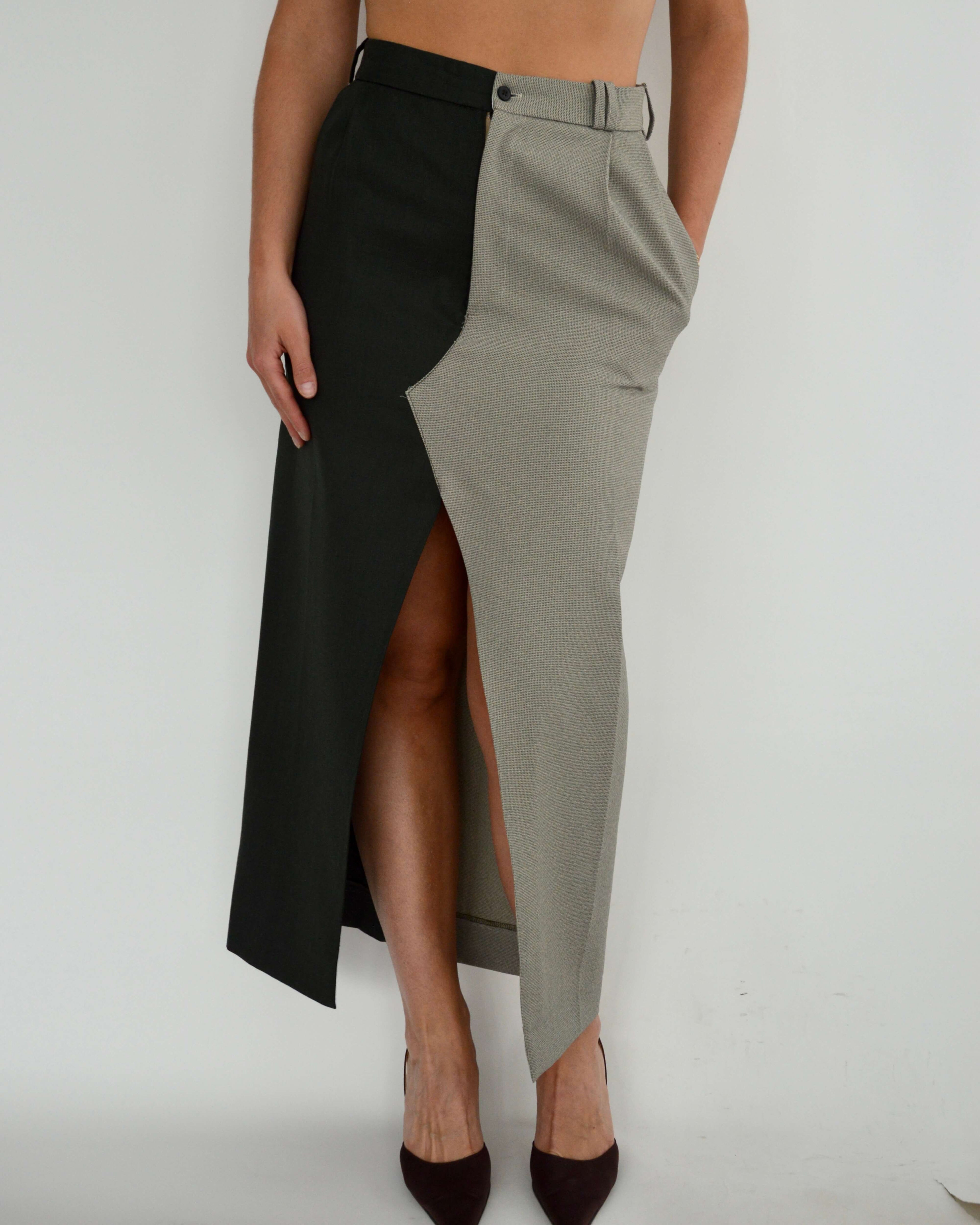 Falda larga DUO - Verde bicolor (S)