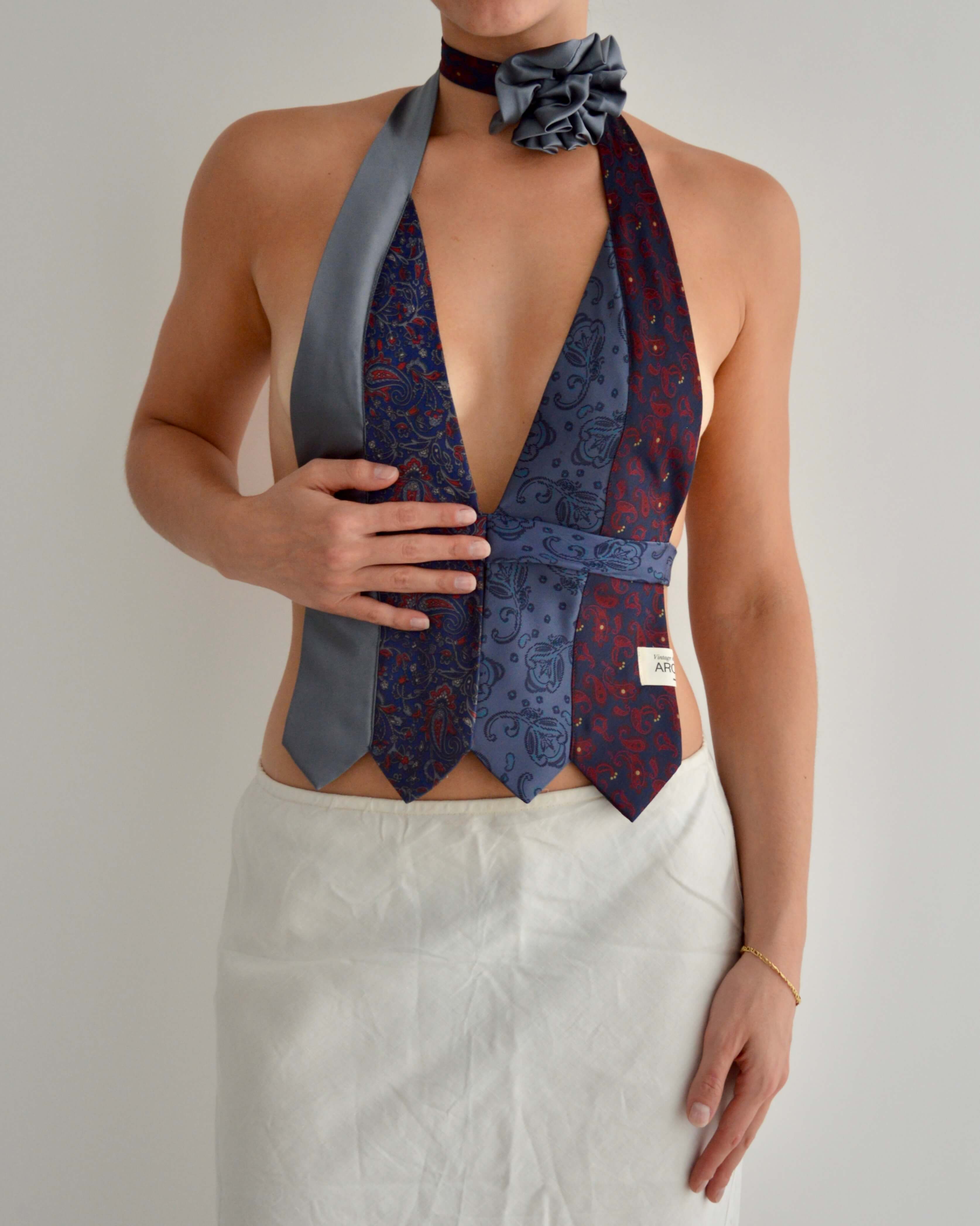 Top con lazo y gargantilla de flores - nº 28 (XXS/XS)