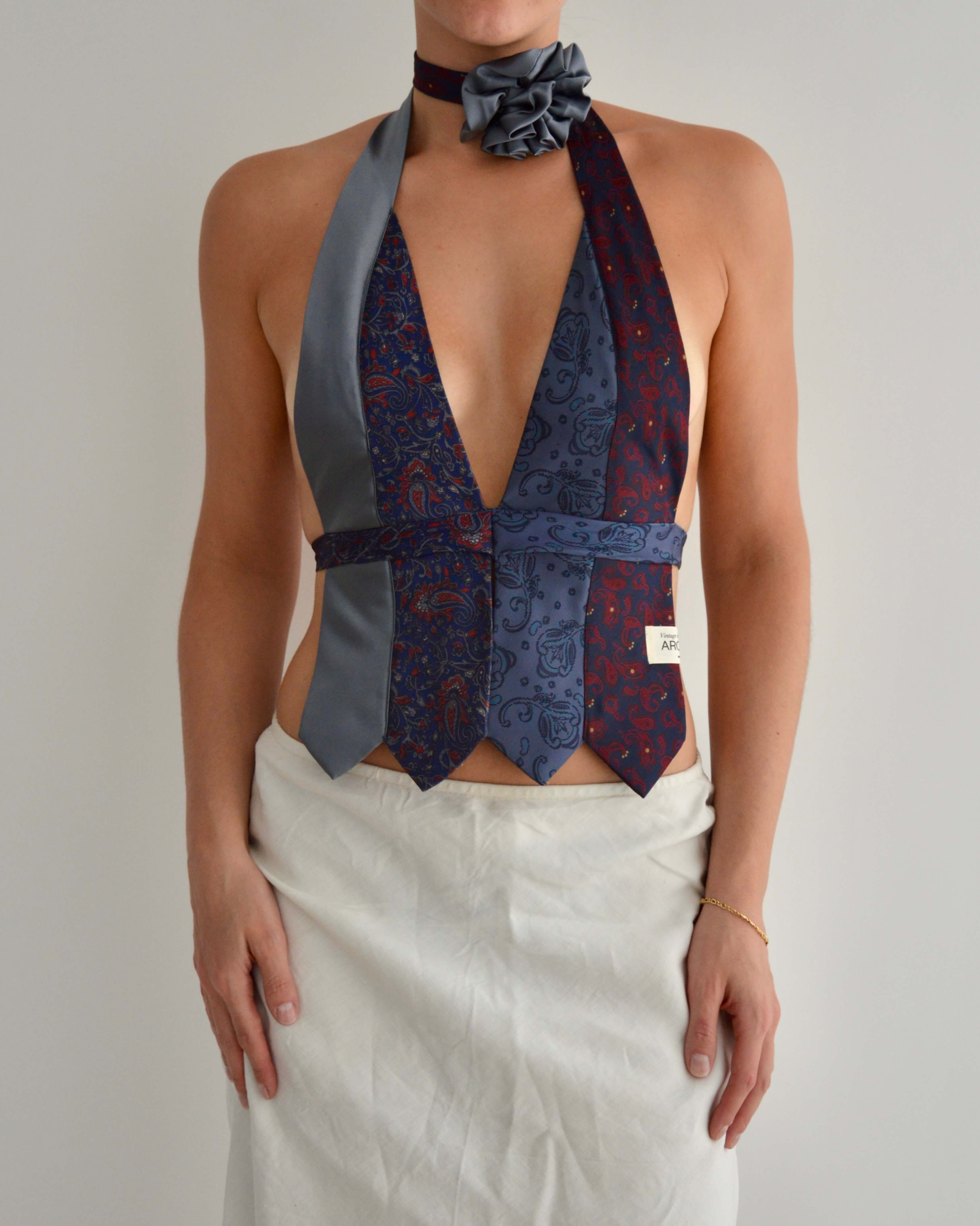 Top con lazo y gargantilla de flores - nº 28 (XXS/XS)