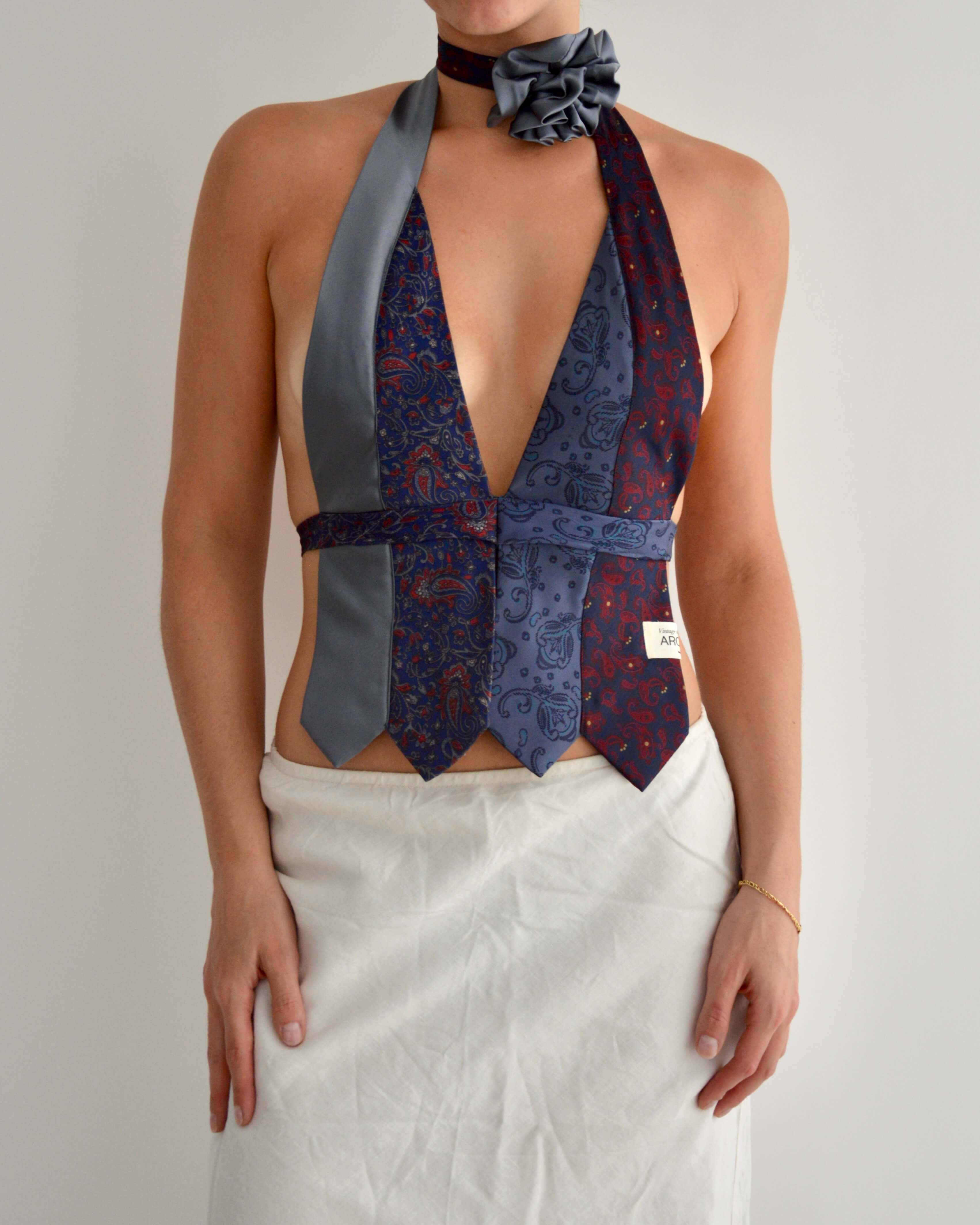 Top con lazo y gargantilla de flores - nº 28 (XXS/XS)