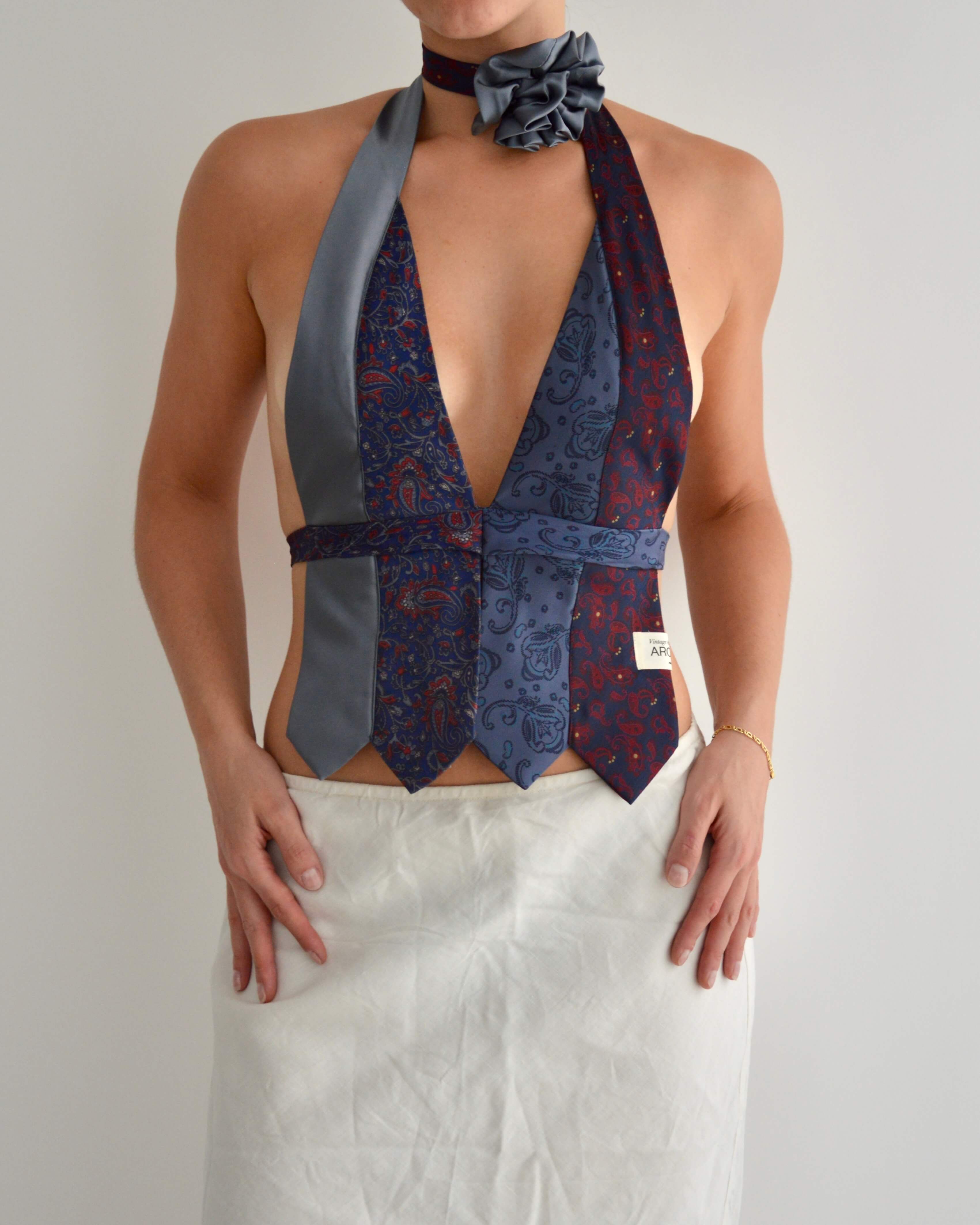 Top con lazo y gargantilla de flores - nº 28 (XXS/XS)