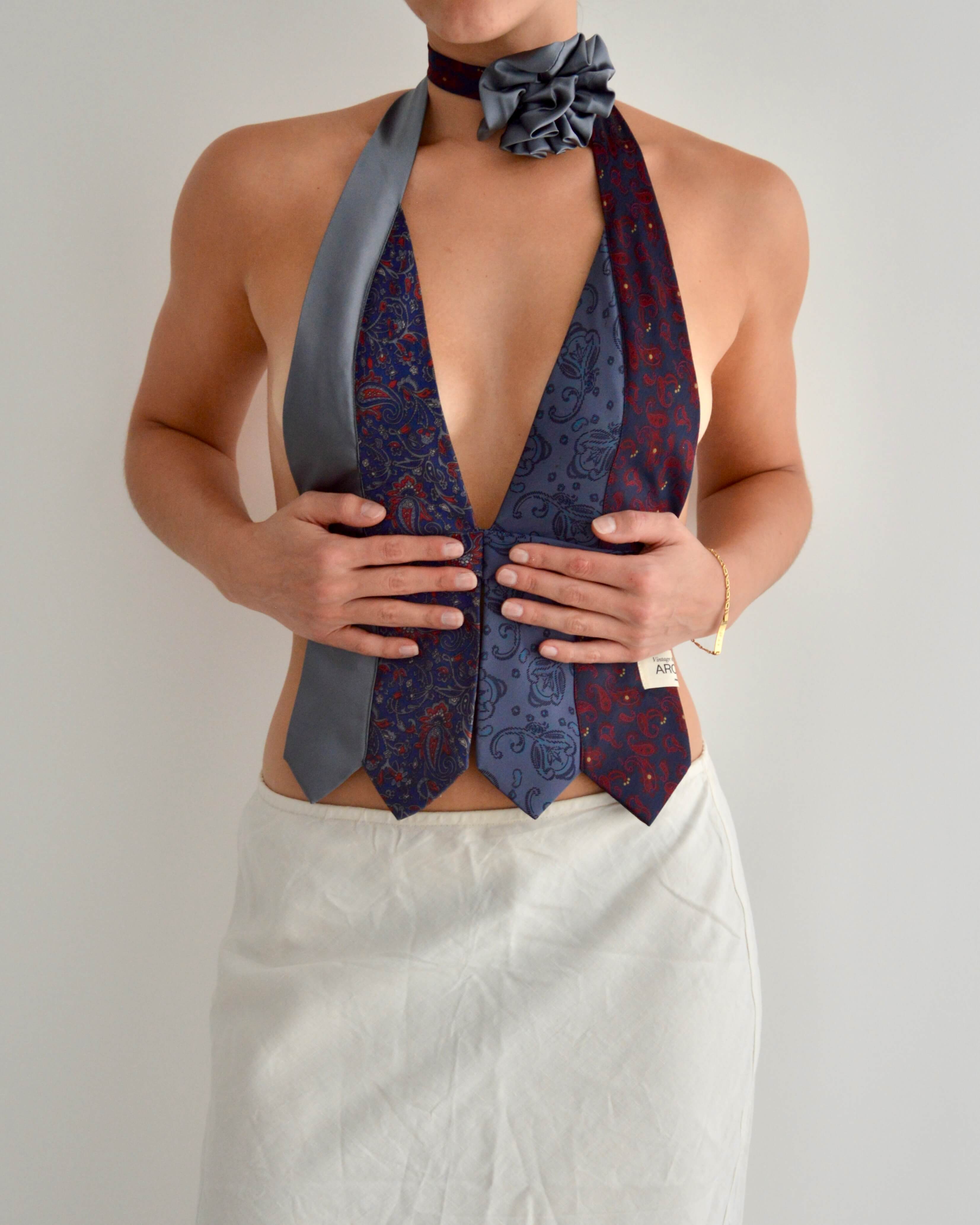 Top con lazo y gargantilla de flores - nº 28 (XXS/XS)