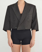 Mini blazer - Noir à rayures blanches (L)
