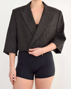 Mini blazer - Noir à rayures blanches (L)