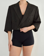 Mini blazer - Noir à rayures blanches (L)