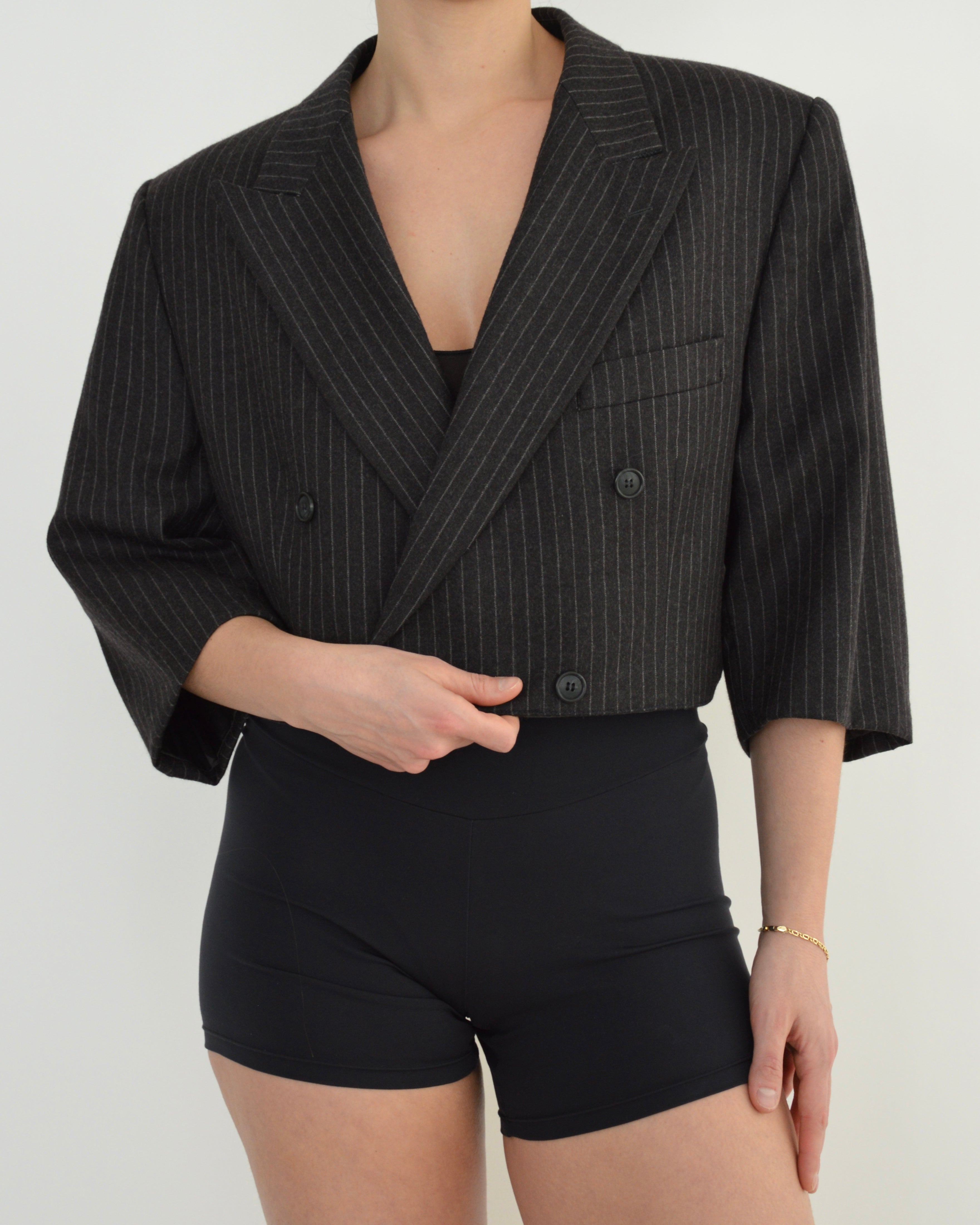 Mini blazer - Noir à rayures blanches (L)