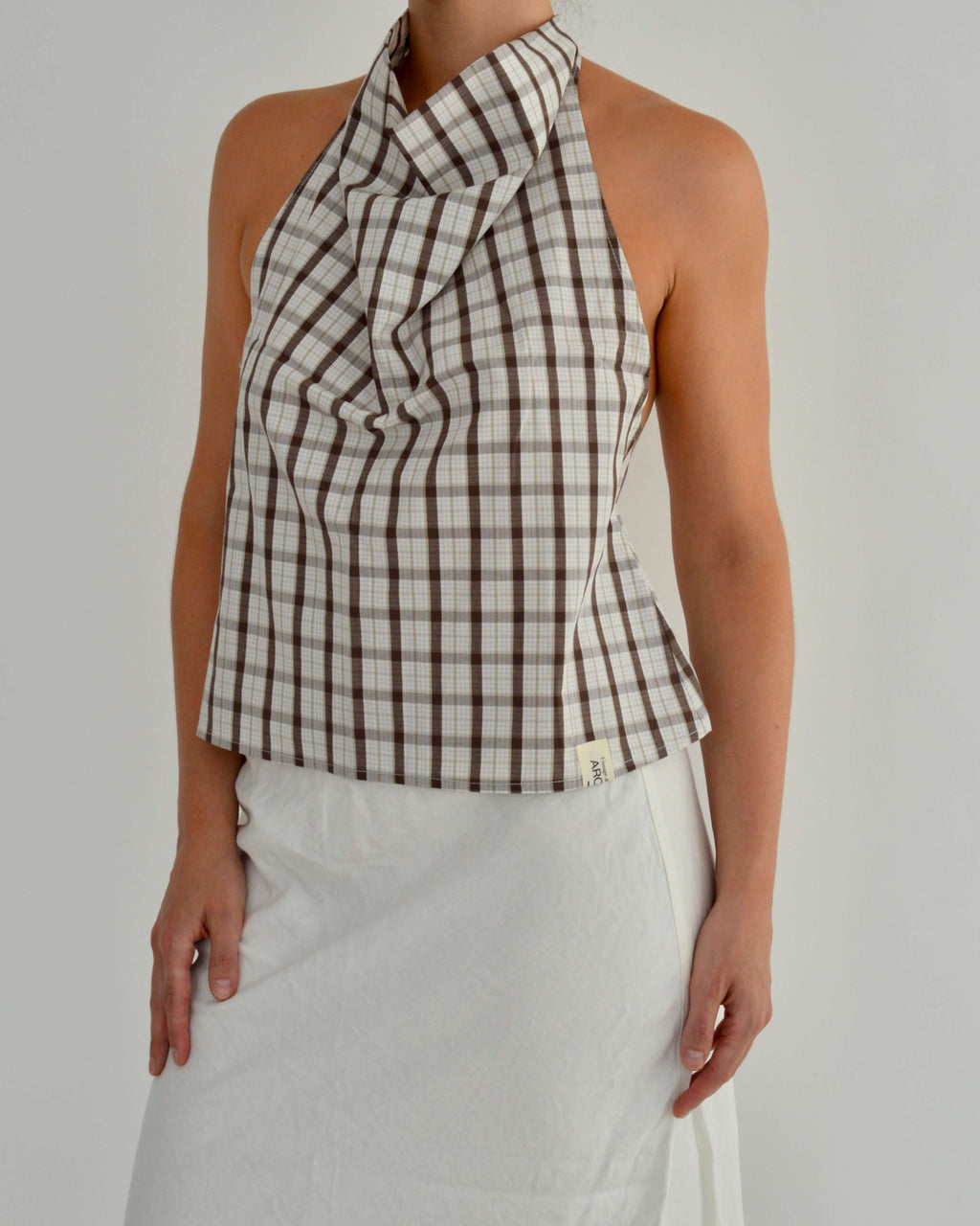 Halter Blouse - Checkred Brown (M)