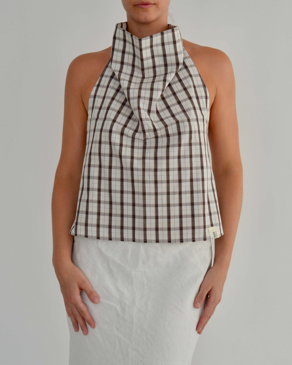 Halter Blouse - Checkred Brown (M)