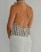 Halter Blouse - Checkred Brown (M)