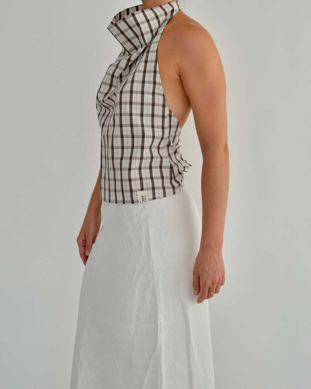 Halter Blouse - Checkred Brown (M)