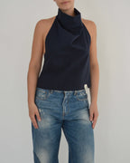 Halter Blouse - Navy (S/M)
