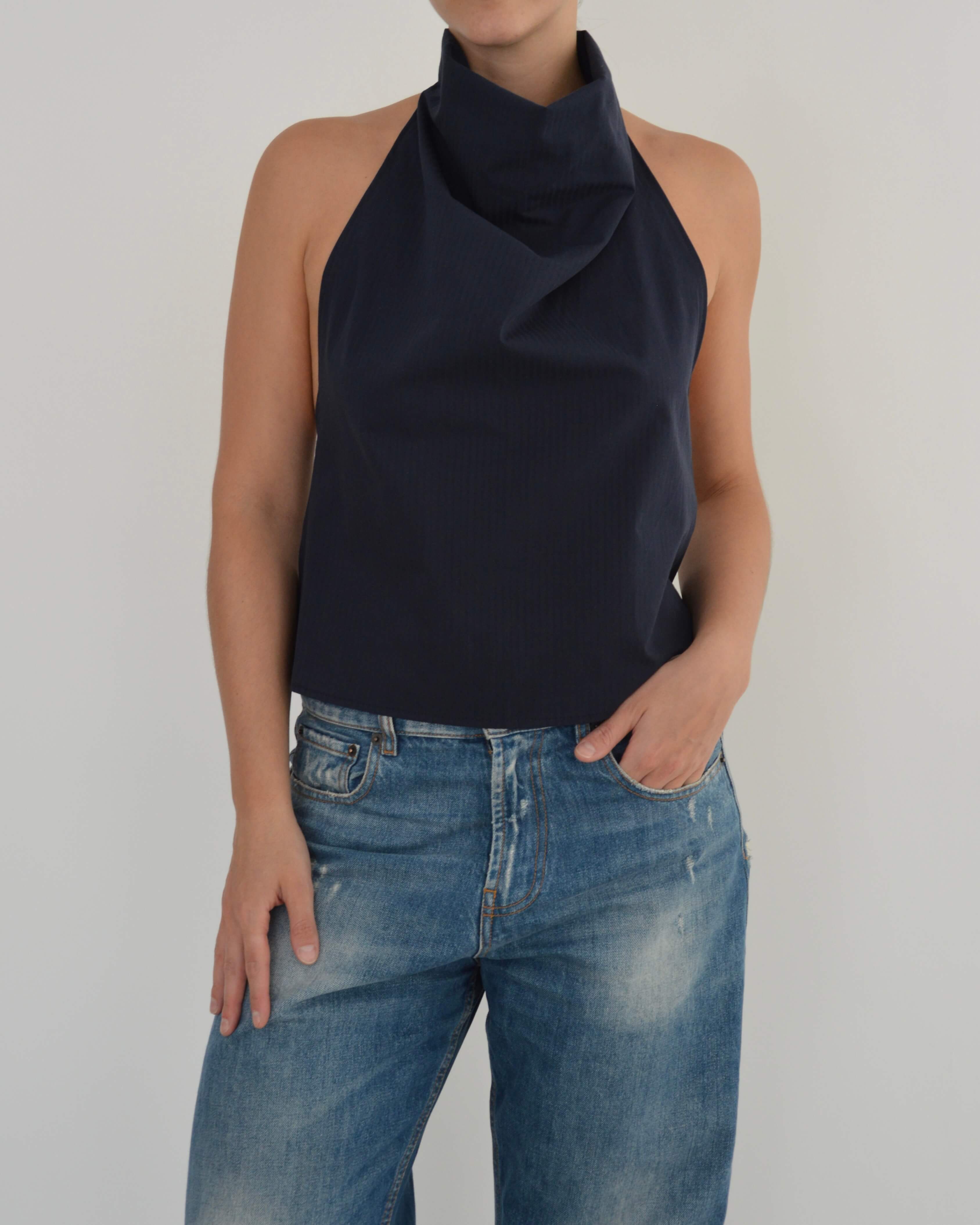Halter Blouse - Navy (S/M)