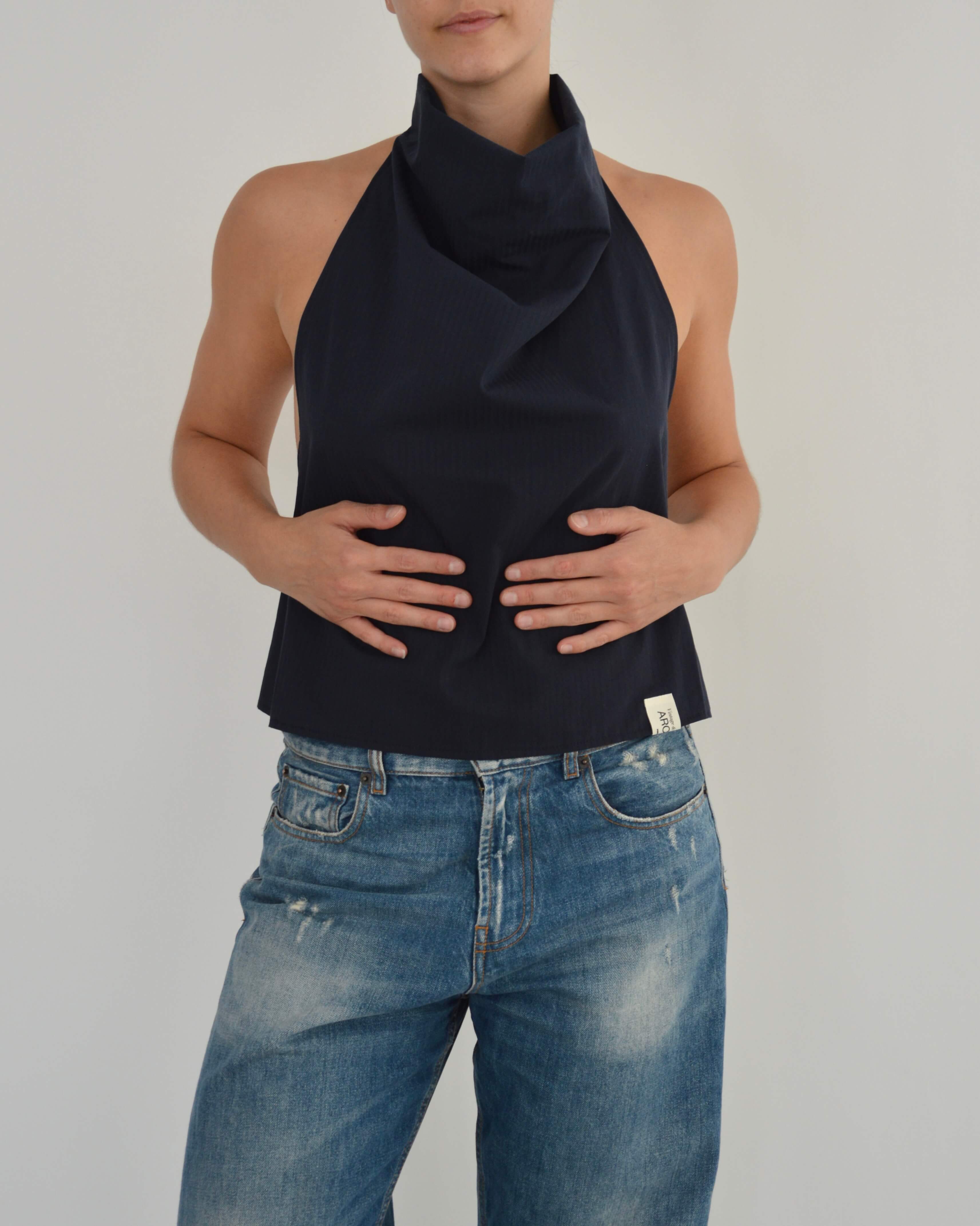 Halter Blouse - Navy (S/M)