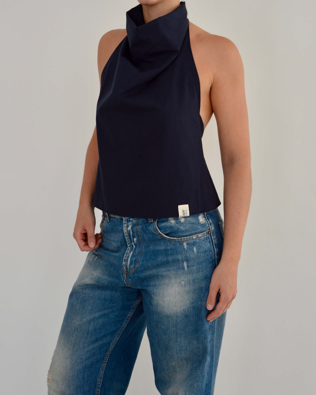 Halter Blouse - Navy (S/M)