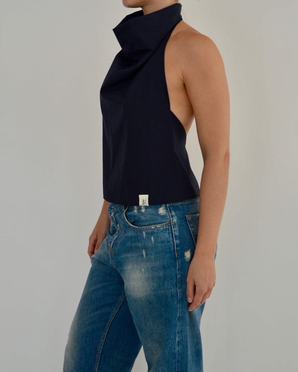 Halter Blouse - Navy (S/M)