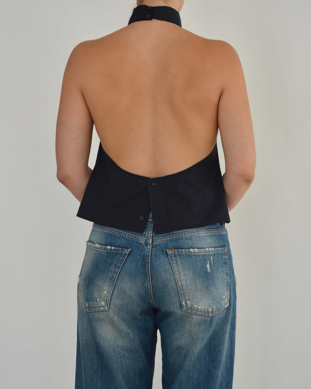 Halter Blouse - Navy (S/M)