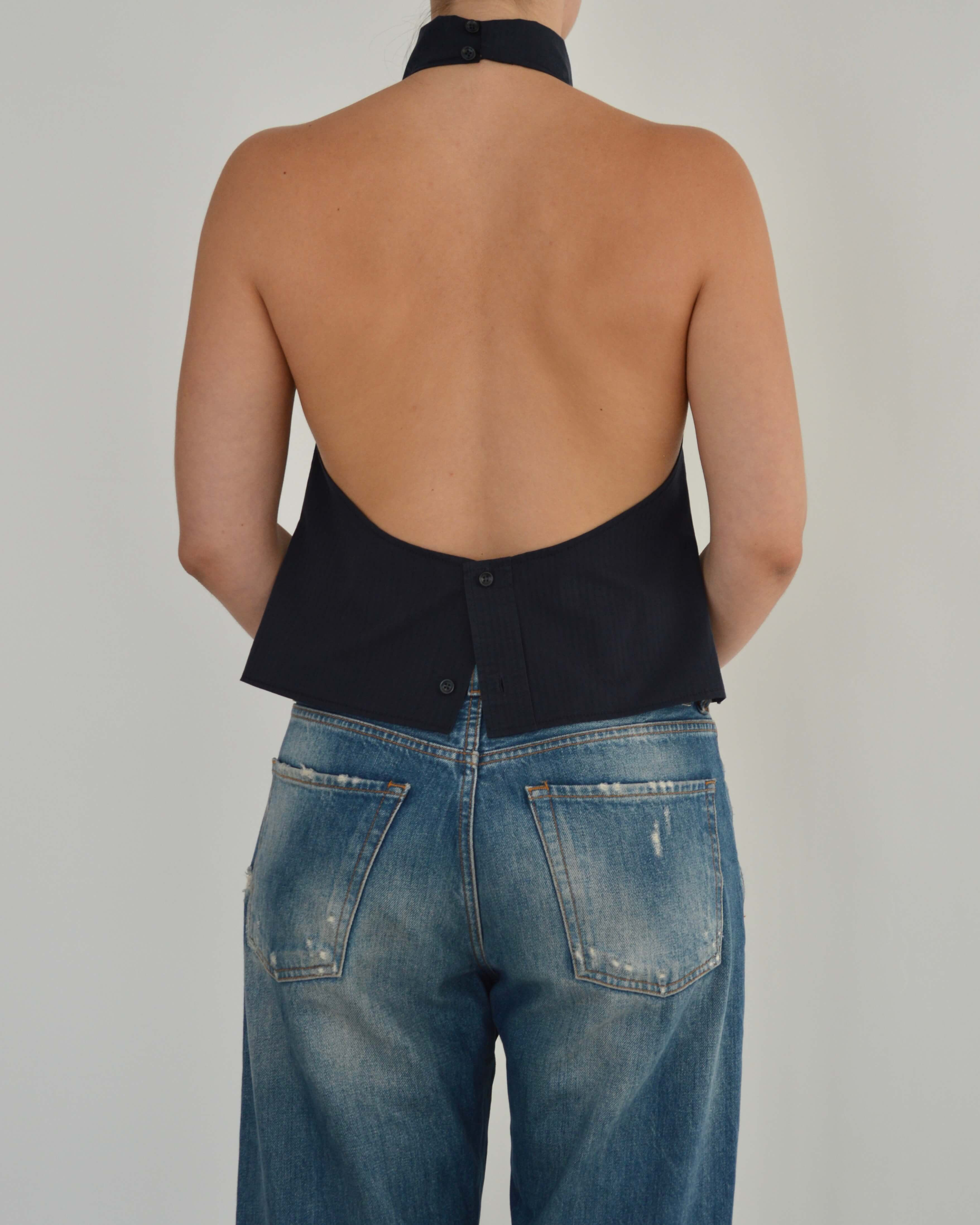 Halter Blouse - Navy (S/M)