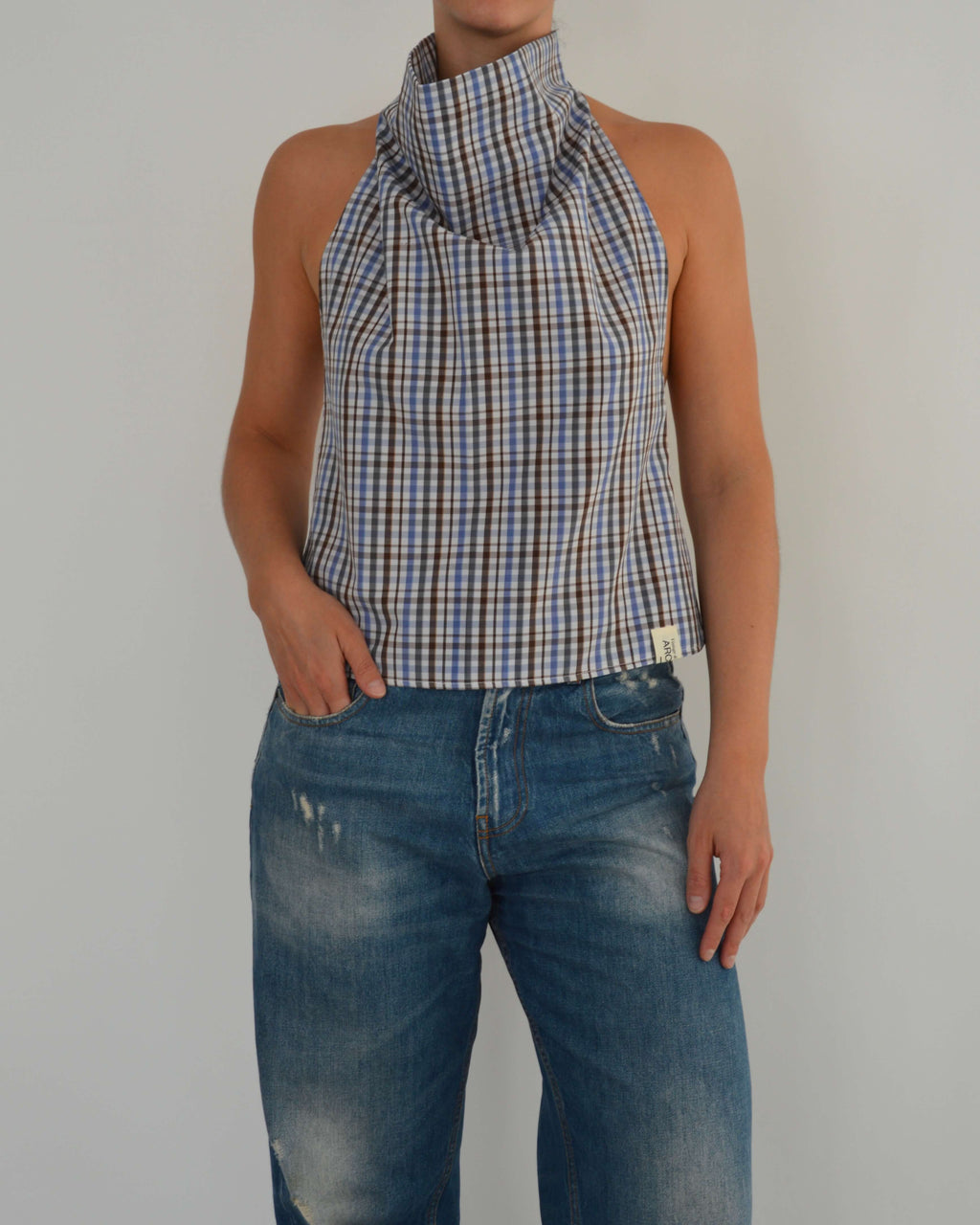 Halter Blouse - Brown Squared (S/M)