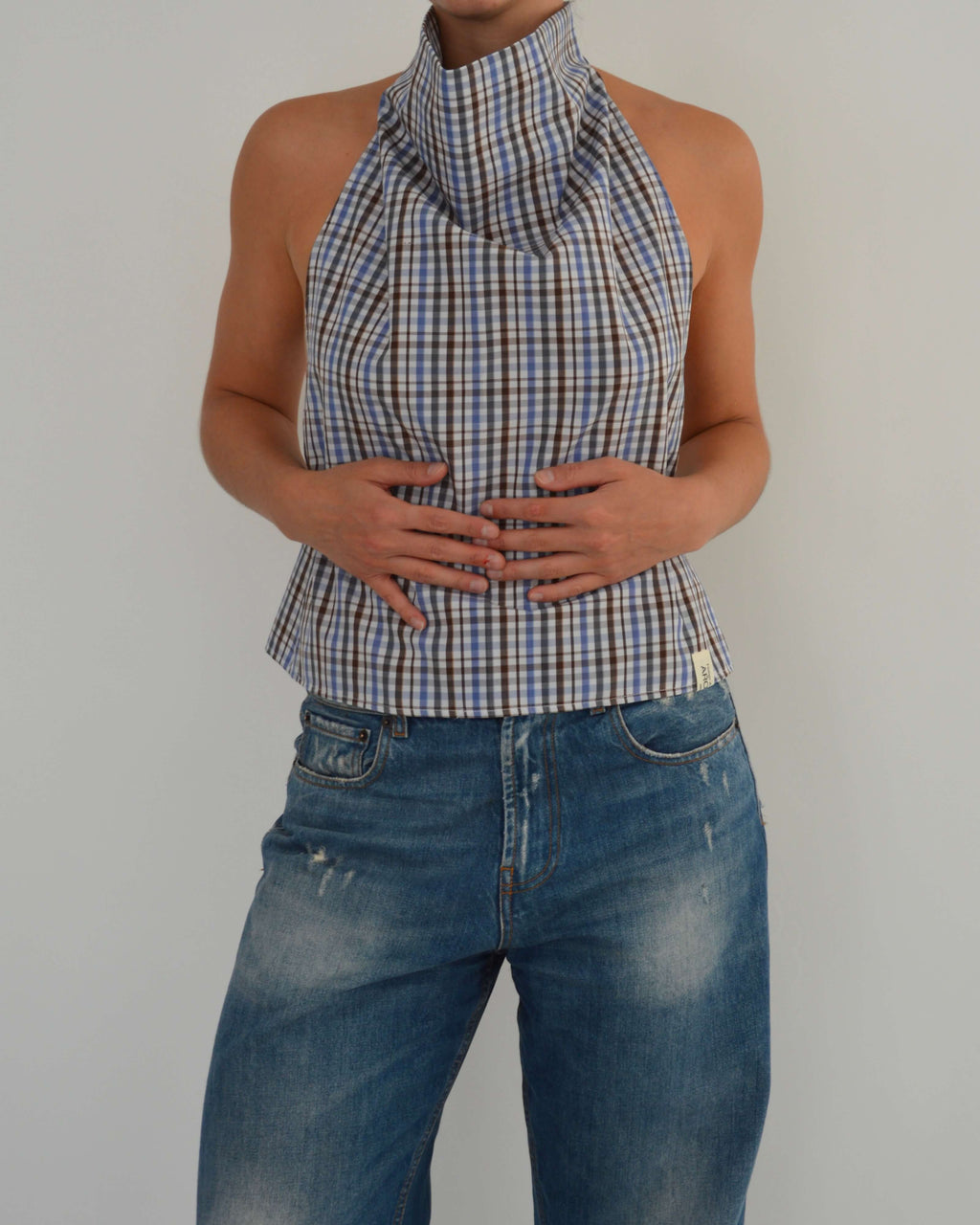 Halter Blouse - Brown Squared (S/M)