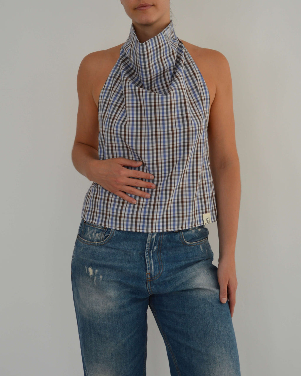 Halter Blouse - Brown Squared (S/M)