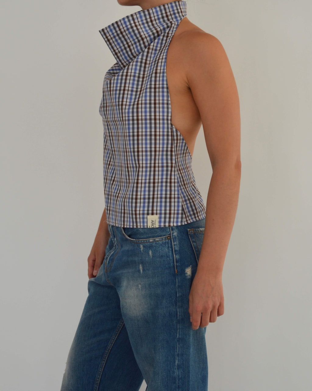 Halter Blouse - Brown Squared (S/M)