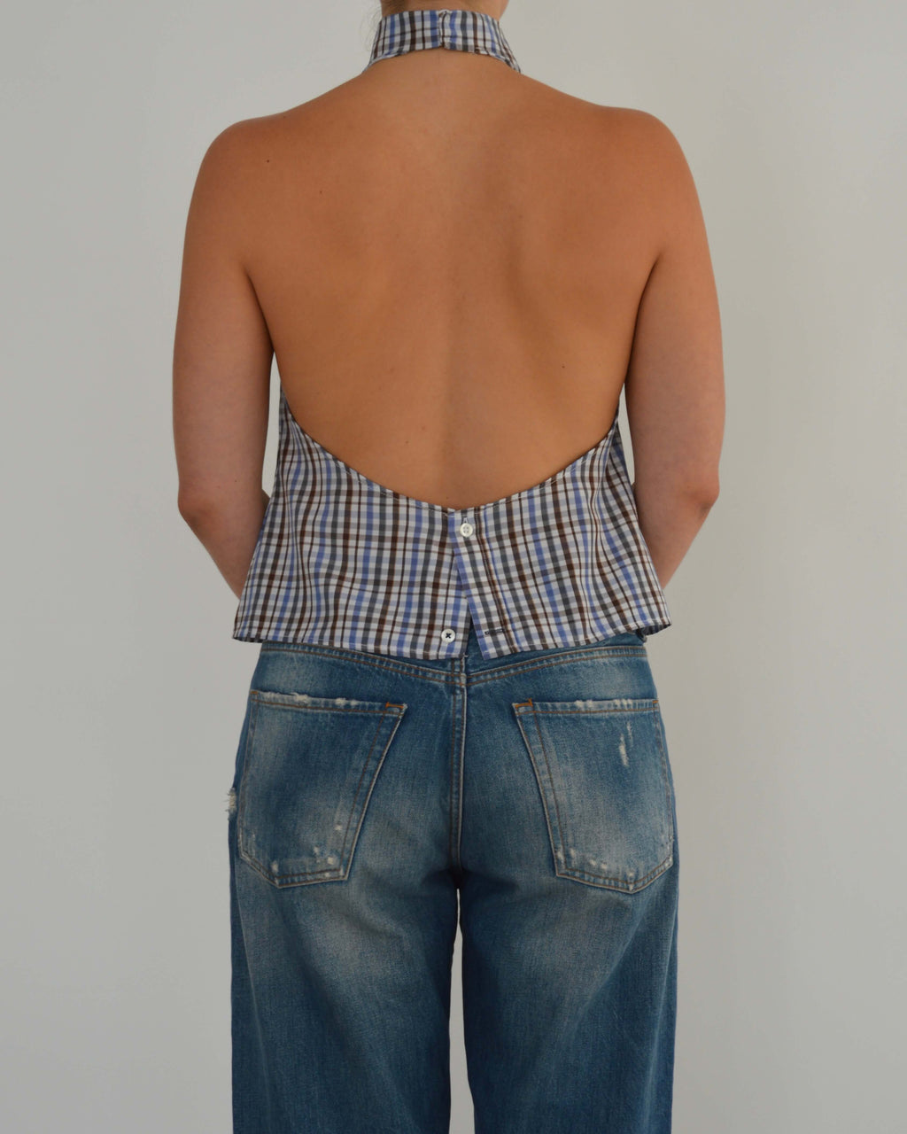 Halter Blouse - Brown Squared (S/M)