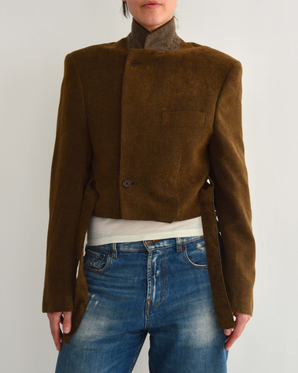 Tied-up Blazer - Velvet brown (S)