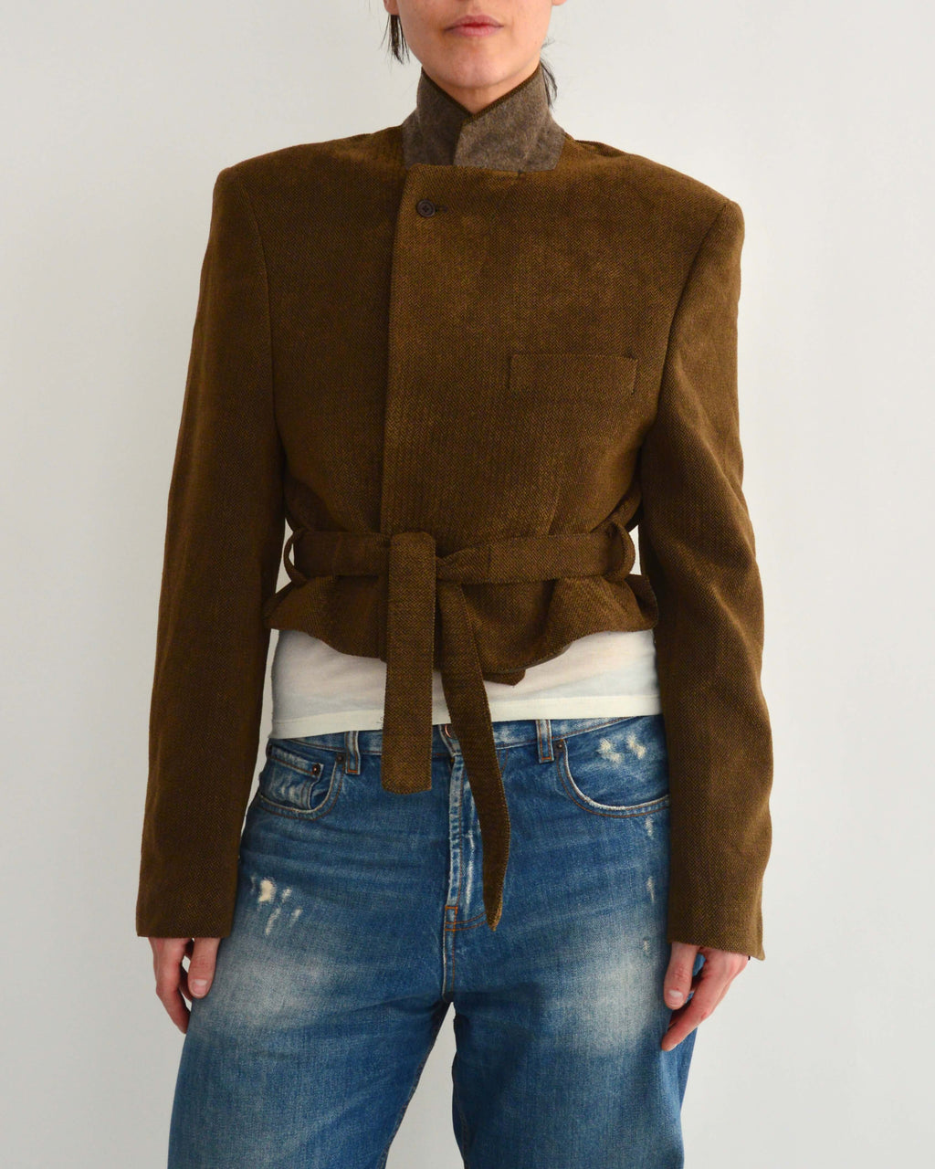 Tied-up Blazer - Velvet brown (S)