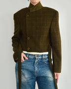Tied-up Blazer - Greenish Textured (S)