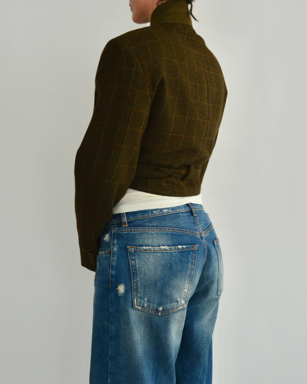 Tied-up Blazer - Greenish Textured (S)