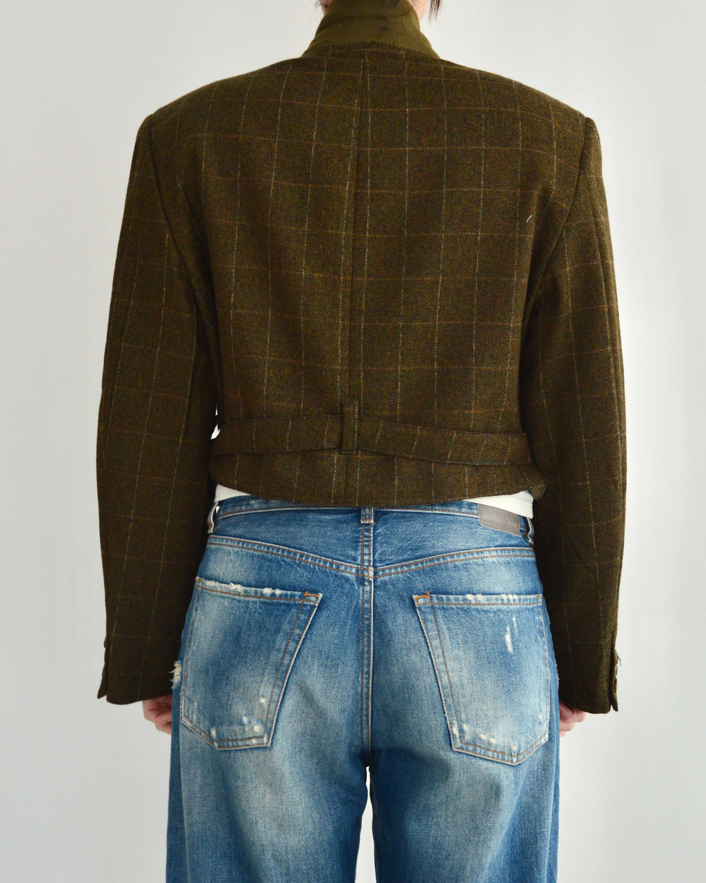 Tied-up Blazer - Greenish Textured (S)