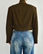 Tied-up Blazer - Greenish Textured (S)