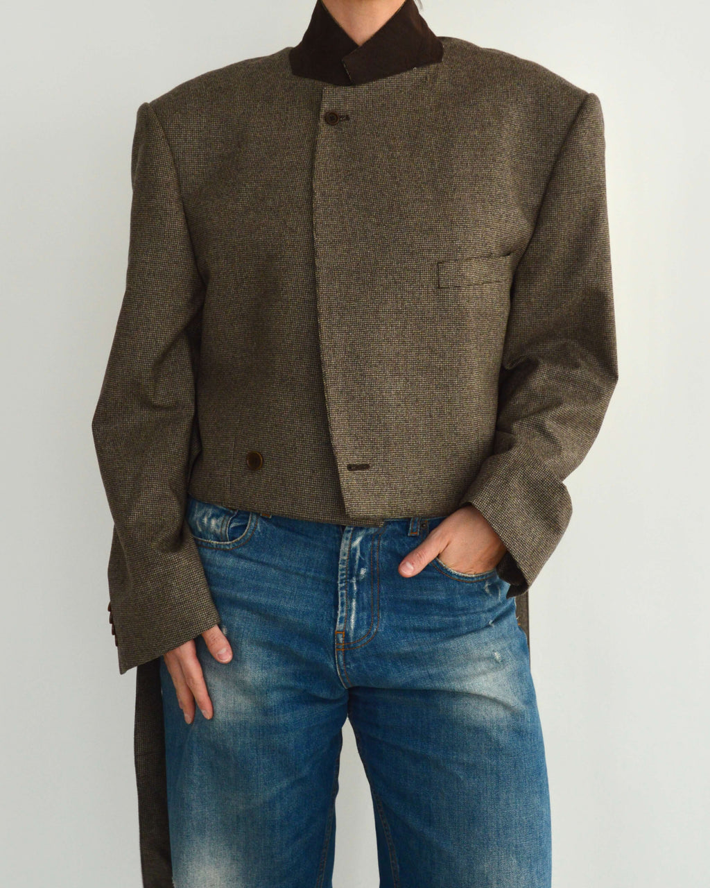 Tied-up Blazer - Textured Brown (L)