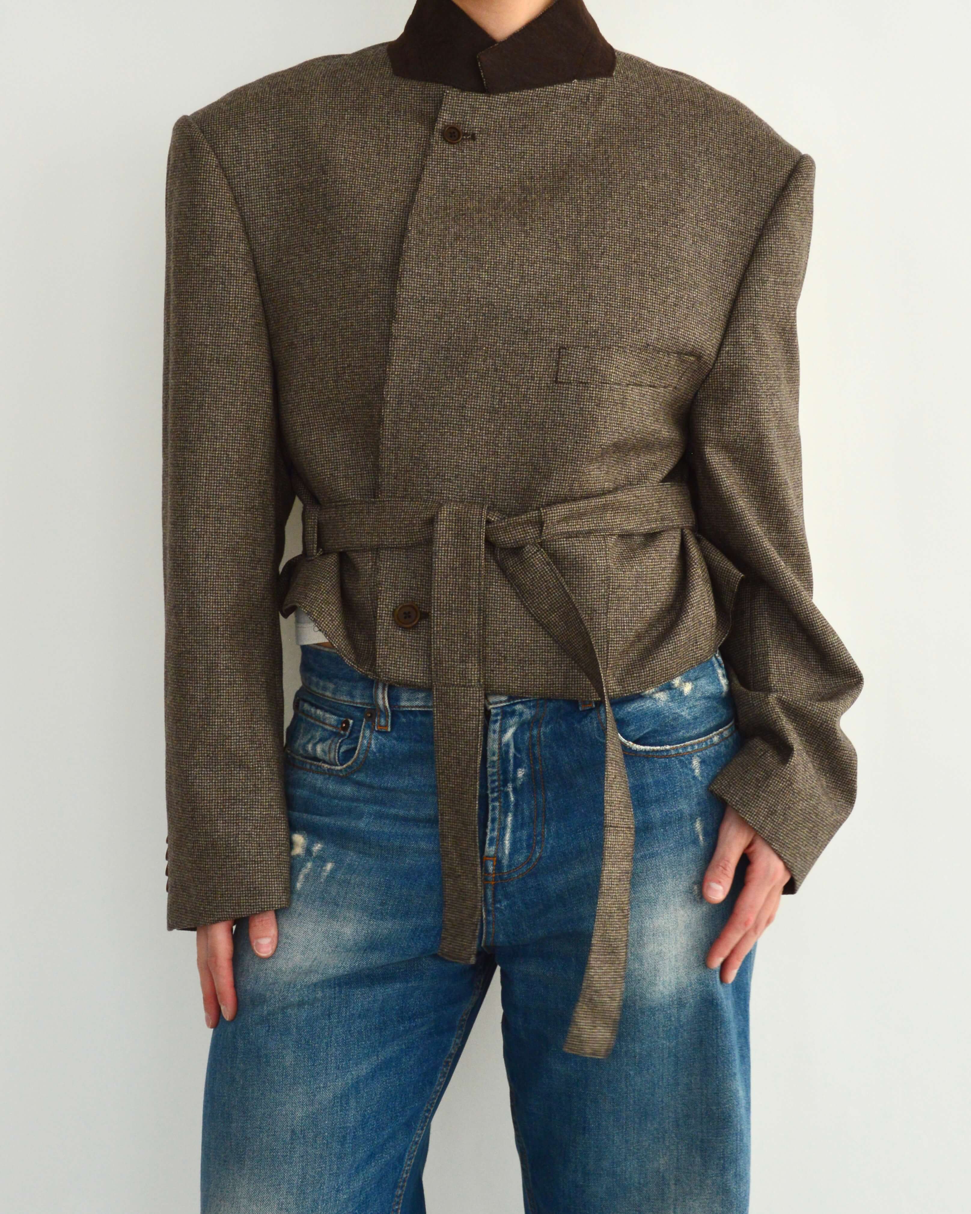 Tied-up Blazer - Textured Brown (L)