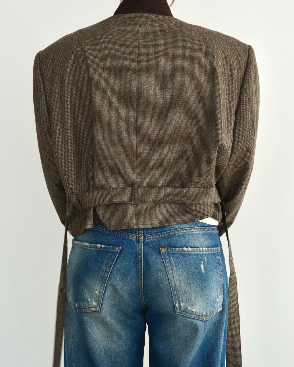 Tied-up Blazer - Textured Brown (L)