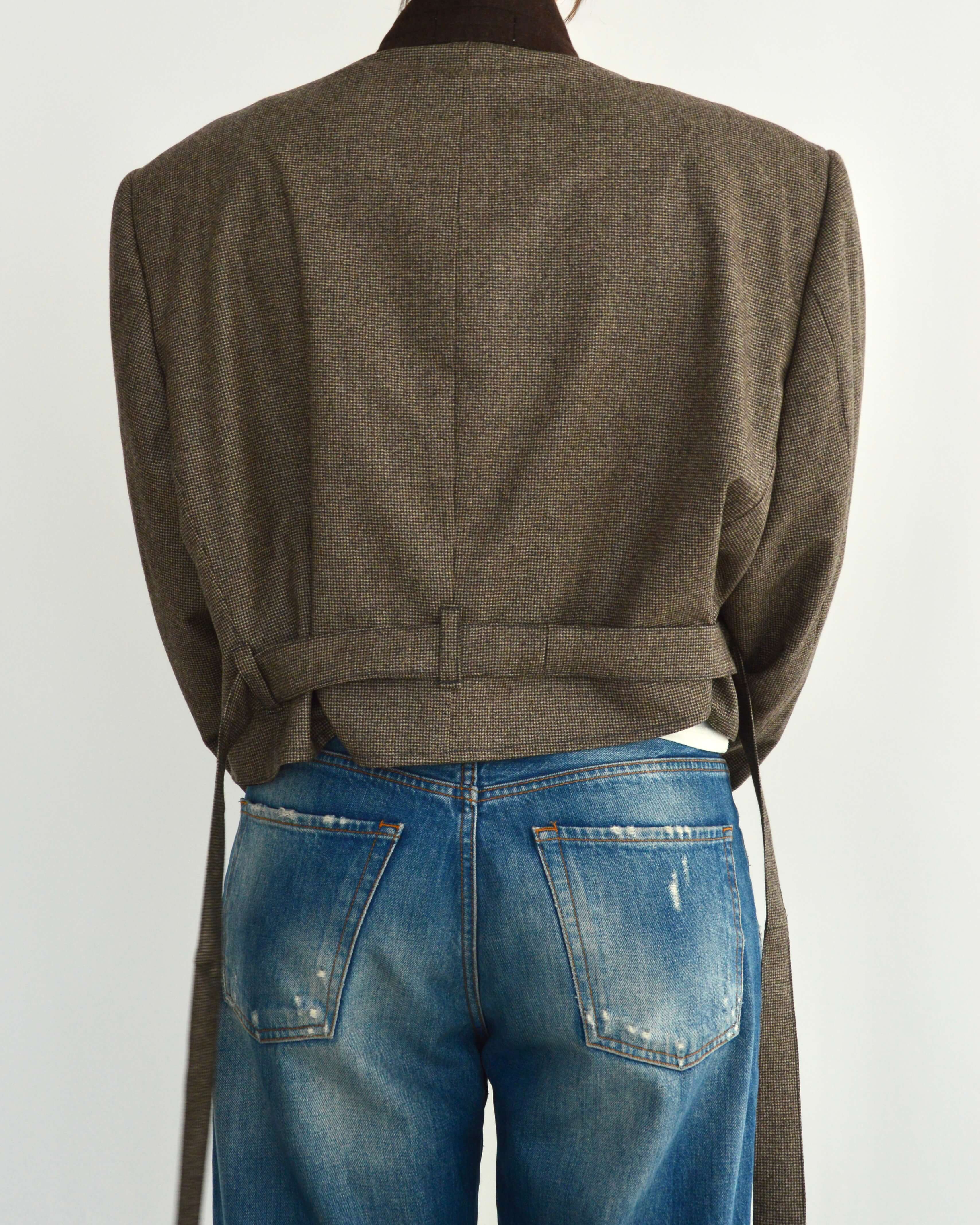 Tied-up Blazer - Textured Brown (L)