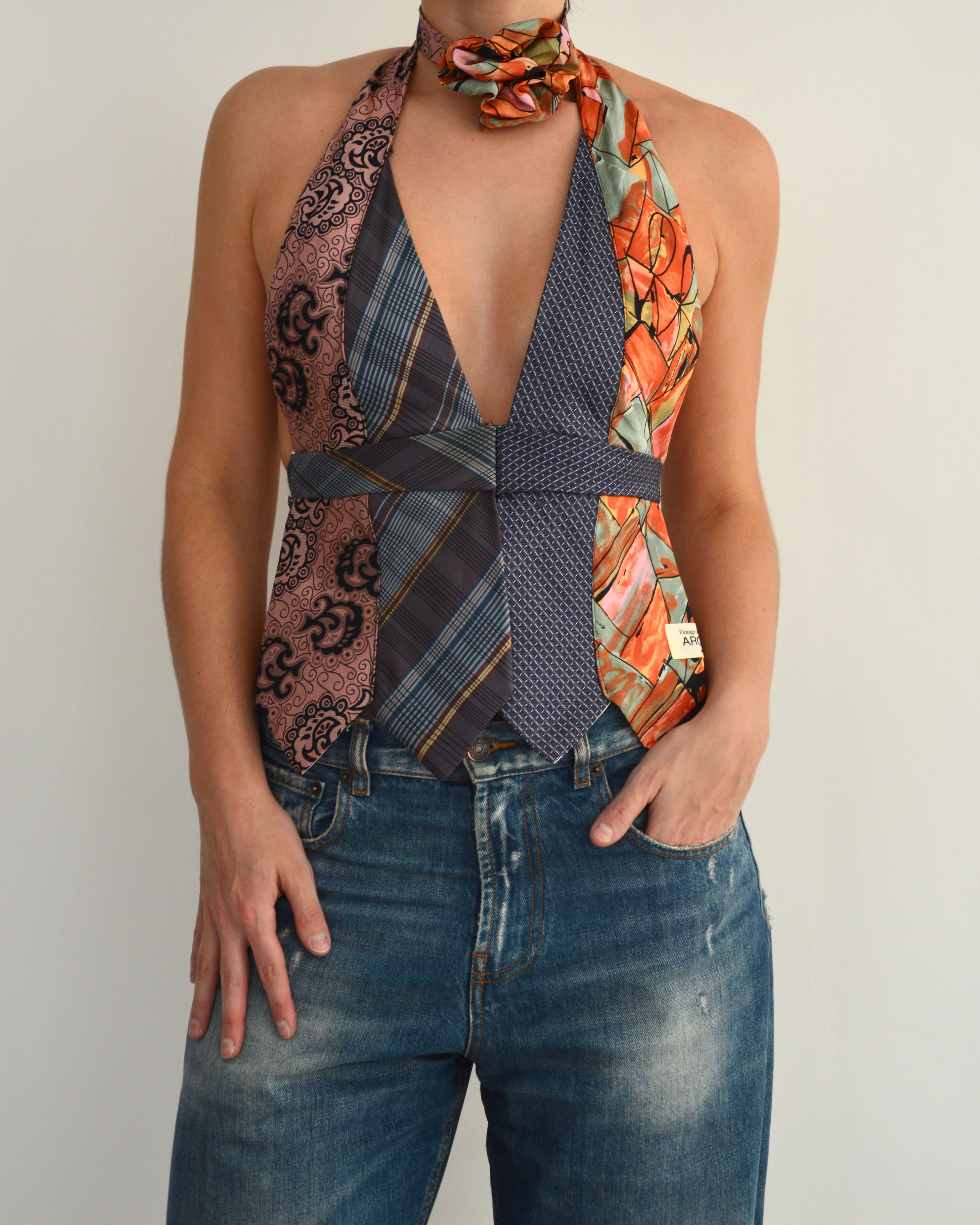 Top con lazo - Azules y rojos (talla pequeña)