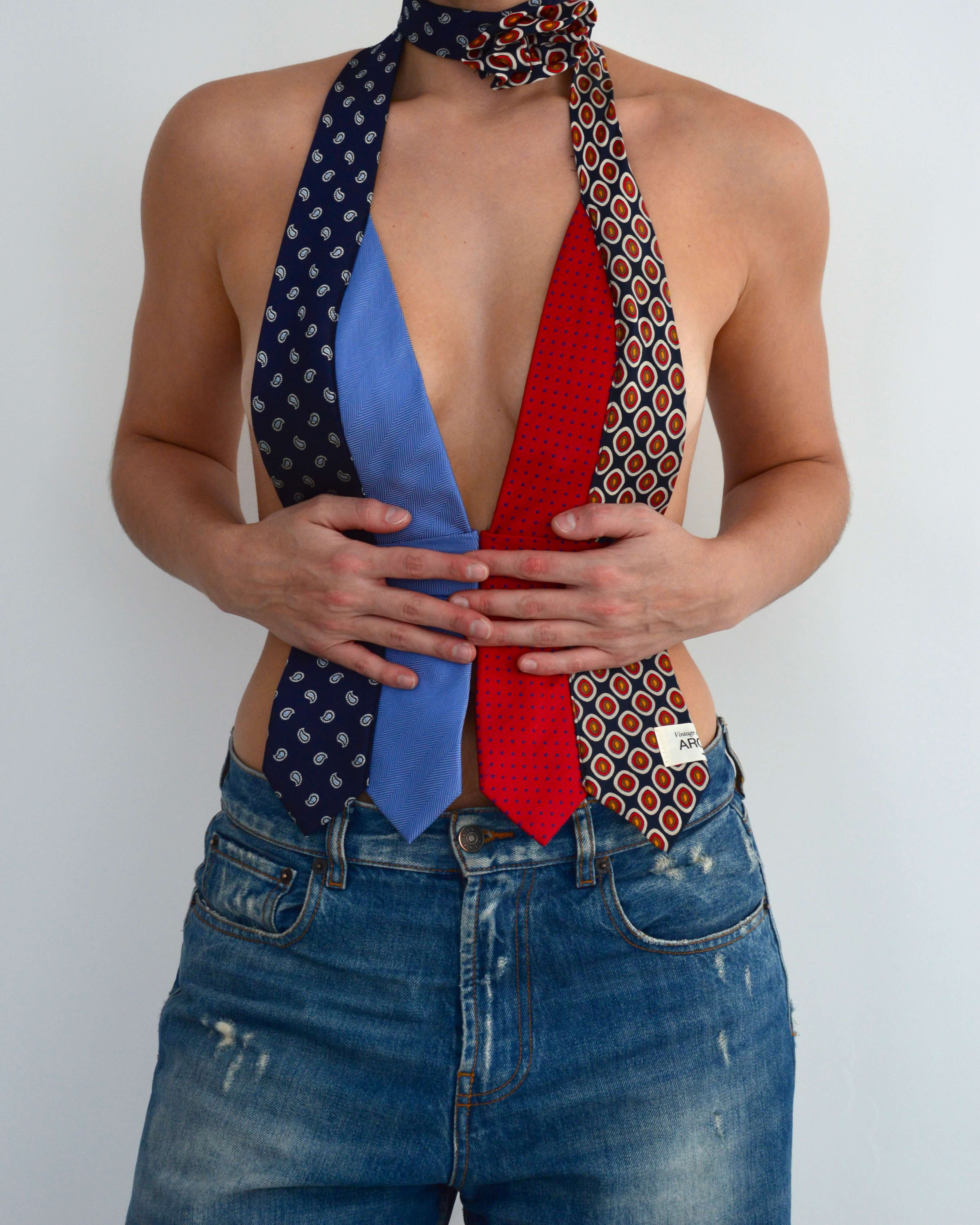 Top con lazo - Azules y rojos (talla pequeña)