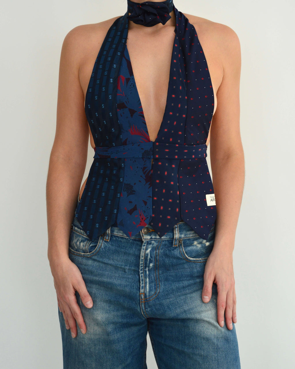 Haut à nouer et ras-de-cou fleuri - n° 40 (XS)